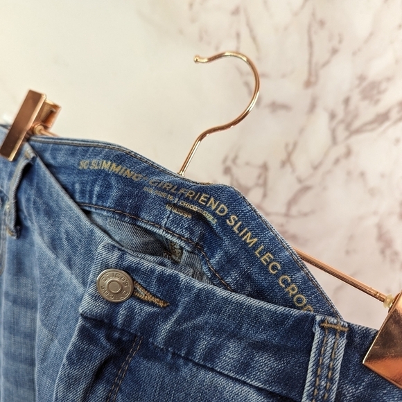 Chicos Jean Women 16 3 So Slimming Girlfriend Slip Crop Denim Piping Striped - Picture 3 of 12